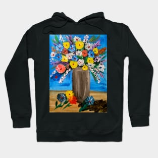 Some abstract mixed flowers in a metallic vase Hoodie